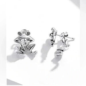 Cute Mini Front & Back Frog Stainless Steel Stud Earrings